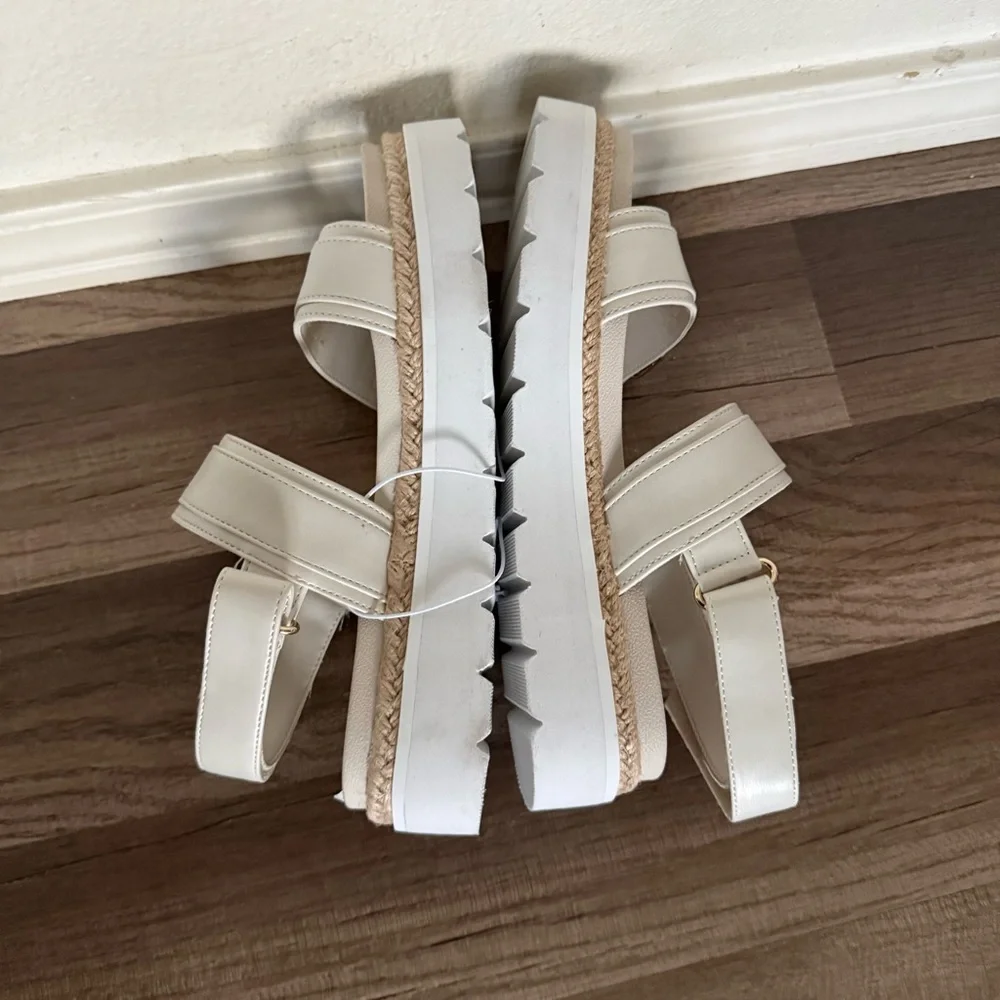 Madden Girl Kids Cream Sandals with Gold Buckles